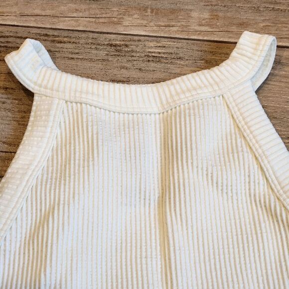 🔸️NWT Free People Ivory Ribbed Fitted Sleeveless Top XSmall/Small - Picture 4 of 7